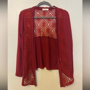 ⭐️Boutique Annianna burgundy red open Cardigan medium